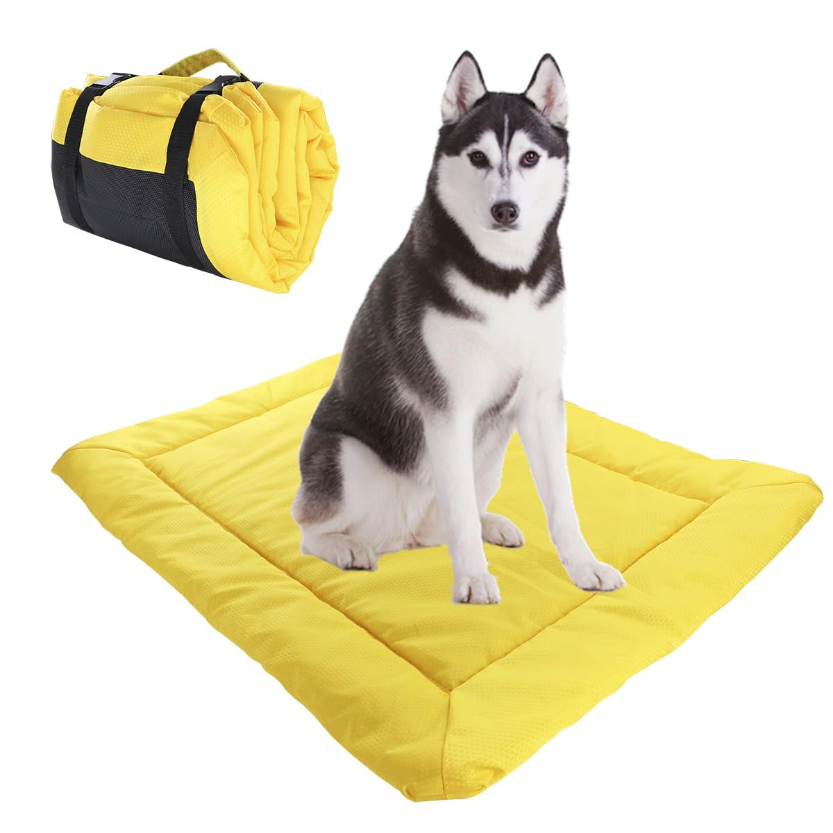 Hisprout Portable Cat and Dog Bed, Waterproof and Foldable Pet Mat for Travel Camping Hiking, 36 X 25 Inch Suitable for Different Sizes of Dogs (Yellow)