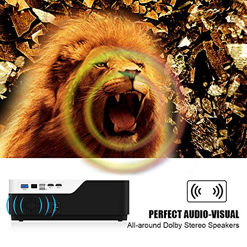 Wsky 1080P Projector, Native HD 4000Lux Home Theater- Support 1080P 1920x1080 Resolution with USB/HDMI/SD/AV Ports Ideal for Watching Movies Home Entertainment Gift Giving - Thumbnail 5