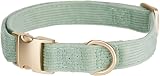 YUDOTE Ultra-soft Dog Collar Natural Cotton Corduroy Small Dogs Sage Green view 5