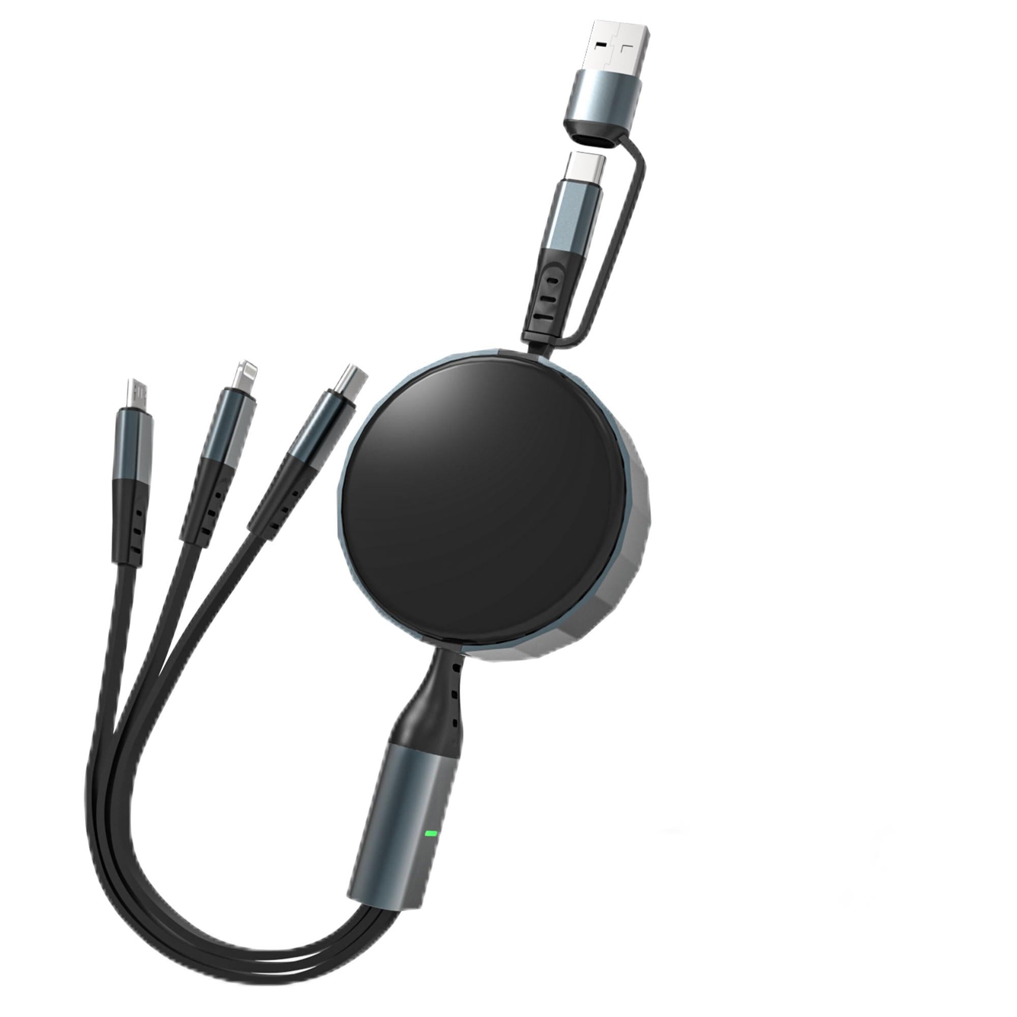 Photo 1 of 100W Retractable Multi Charging Cable 6A 3in2 MFi Certified iPhone 15 16 Car Charger Cord Retractable Cell Phone Charger with Type C/Micro USB/Lightning for Galaxy iPhone Android Pad MacBook 4FT