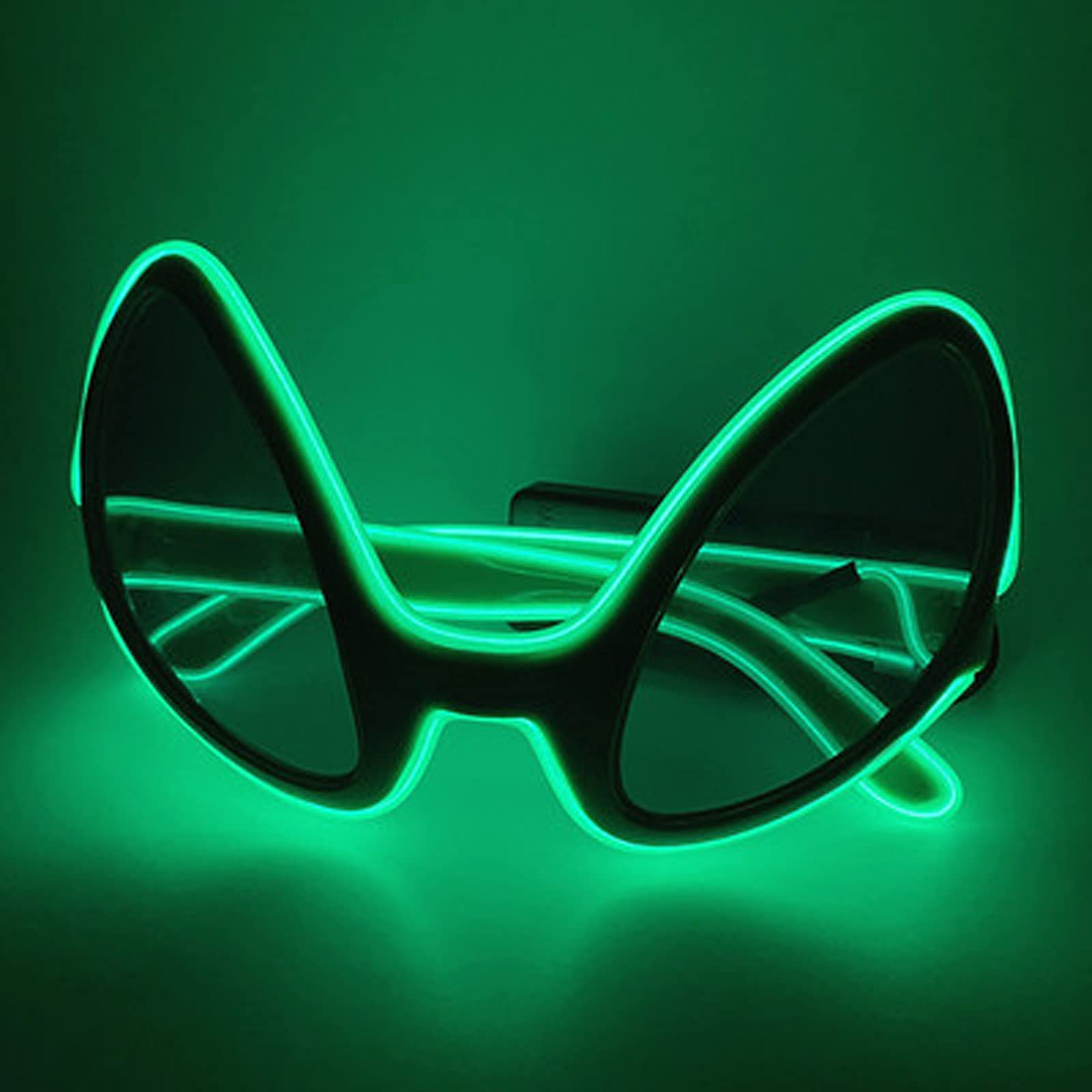 Photo 1 of AUGPET Halloween Christmas Alien Eyes Glasses Gifts EL Wire Glowing Eyewear LED Light Up Costume Festival Party Sunglasses (Fluorescent Green), 15 x 6 x 2 cm / 5.9 x 2.3 x 0.78 inch