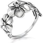 Mimi 925 Sterling Silver Triple Plumeria Flower Ring