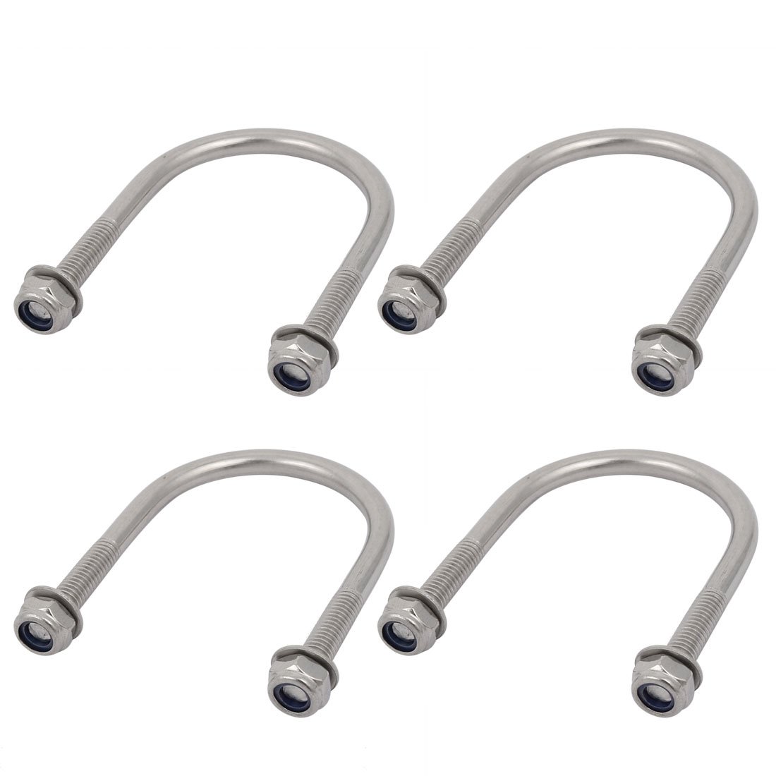 sourcing map 4pcs M6 Thread 304 Stainless Steel Round Bend U Bolt for 44mm Pipe Outer Dia