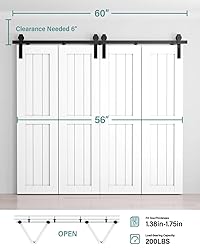 WINSOON 60" Bi-Folding Barn Door Hardware Kit for 4
