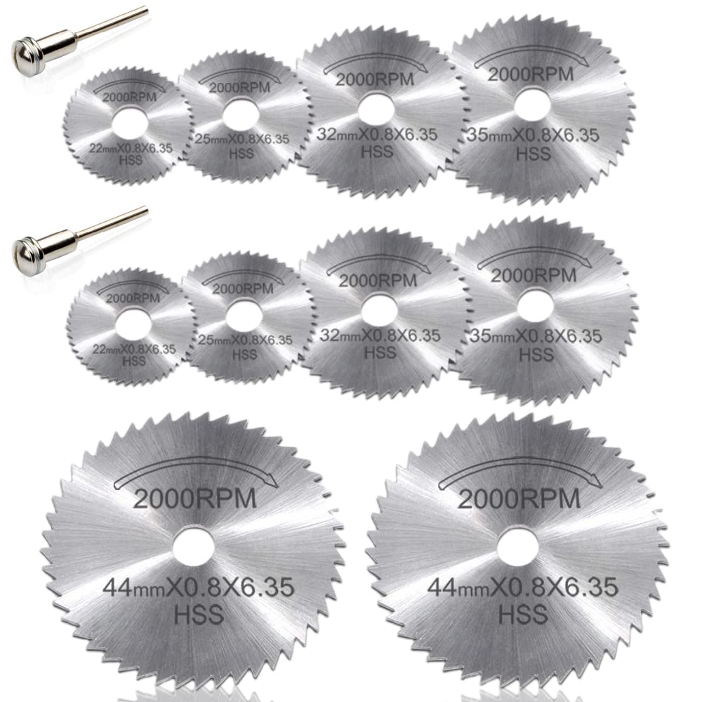 Dremel Cutting Discs for Rotary Tool, 10pcs Diamond Cutting Wheels HSS Disc Drill Blades, Mini Circular Saw Blades for Wood Plastic Metal Cutting