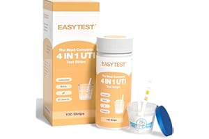 EASYTEST 4 in 1 UTI Test Strips for Women, Men & Kids - 100 Strips - Quick & Accurate Urinary Tract Infection Test Strips - Clinically Tested - Easy to Test Leukocytes, Nitrite