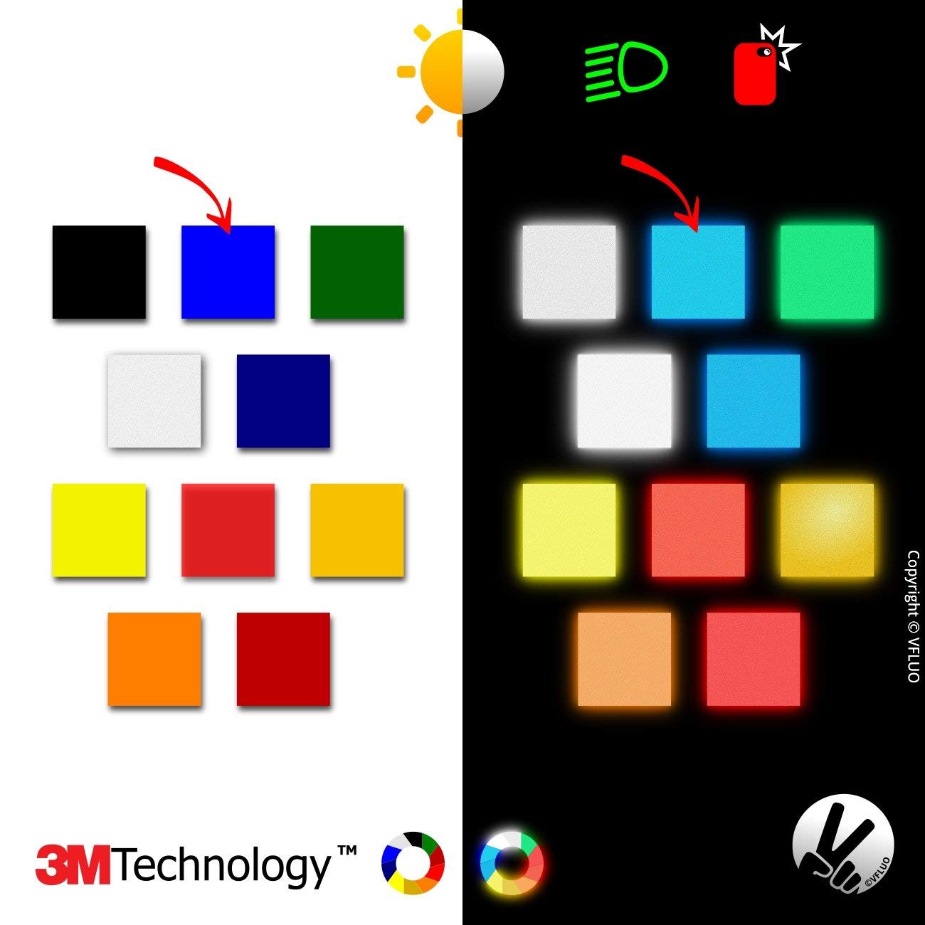 Scooter Multi-Usage VFLUO 3M Reflective Colors/&trade; 3M Technology/&trade; Vert fonc/&eacute; 10 x 15 cm Feuille r/&eacute;tro r/&eacute;fl/&eacute;chissant /&agrave; d/&eacute;couper pour Casque Moto v/&eacute;lo