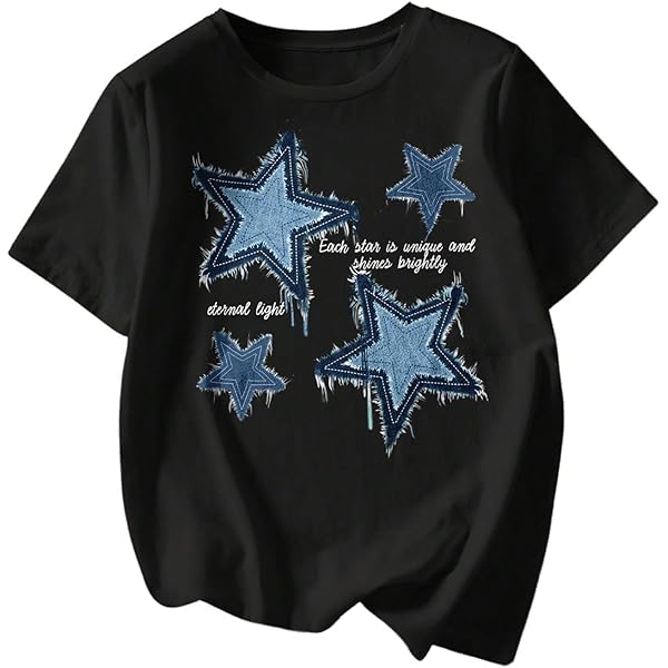 Amazon.com: Y2K Aesthetic Black and Purple Ethereal Star T-Shirt