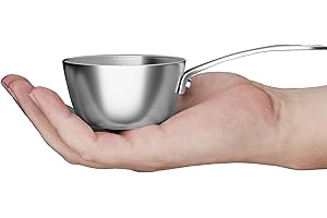 Macevia Mini Sauce Pan,18/10 Stainless Steel Butter Warmer Mini Pan Cooking Sauce Cup with Handle For All Stoves Multipurpose Use for Home Kitchen or Restaurant (5oz/150ml) - Silver