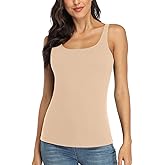 V FOR CITY Women's Cotton Tank Top with Shelf Bra Adjustable Wider Strap Camisole Basic Cami Tanks