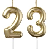 Gold 23 &amp; 32 Birthday Candles,23rd Birthday Decorations for Women Men | 2.35 Inch Number 32 Cake Toppers for Anniversary Party Decorations