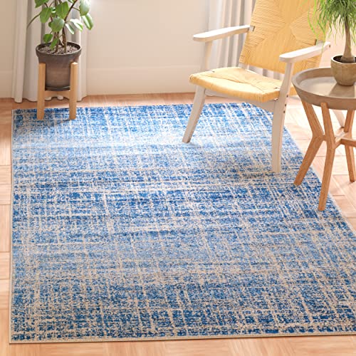 SAFAVIEH Adirondack Collection Area Rug - 6' Square, Blue & Silver, Modern Abst…