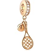 EMOSTAR Sparkling High Heel Shoe with Bowknot Pendant, Heart with Music Notes Dangle Guitar Charms, Badminton Tennis Racket Sports Beads in 925 Sterling Silver, fits Music Lover/European DIY Bracelet