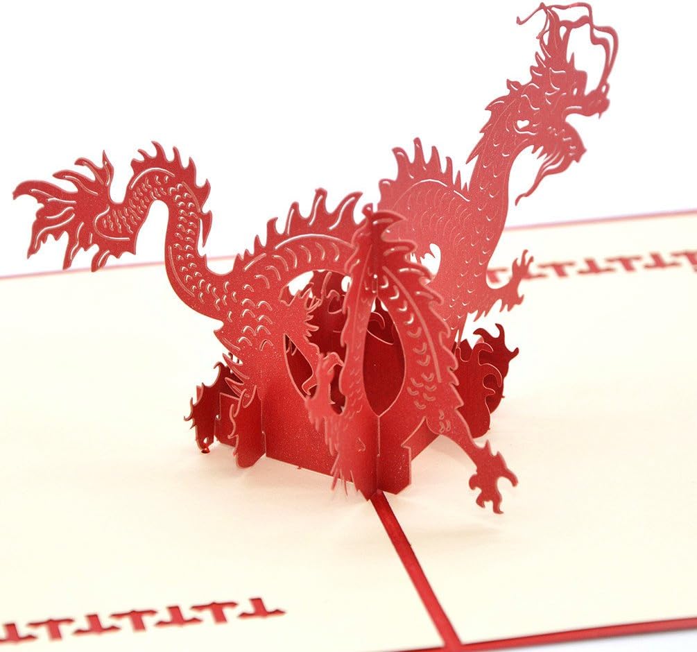 Medigy 3D Pop Up Congratulations Greeting Card for Most Occastions,Three-dimensional, The Chinese Dragon, Red, 4.13 x 5.9 inch - Image 4