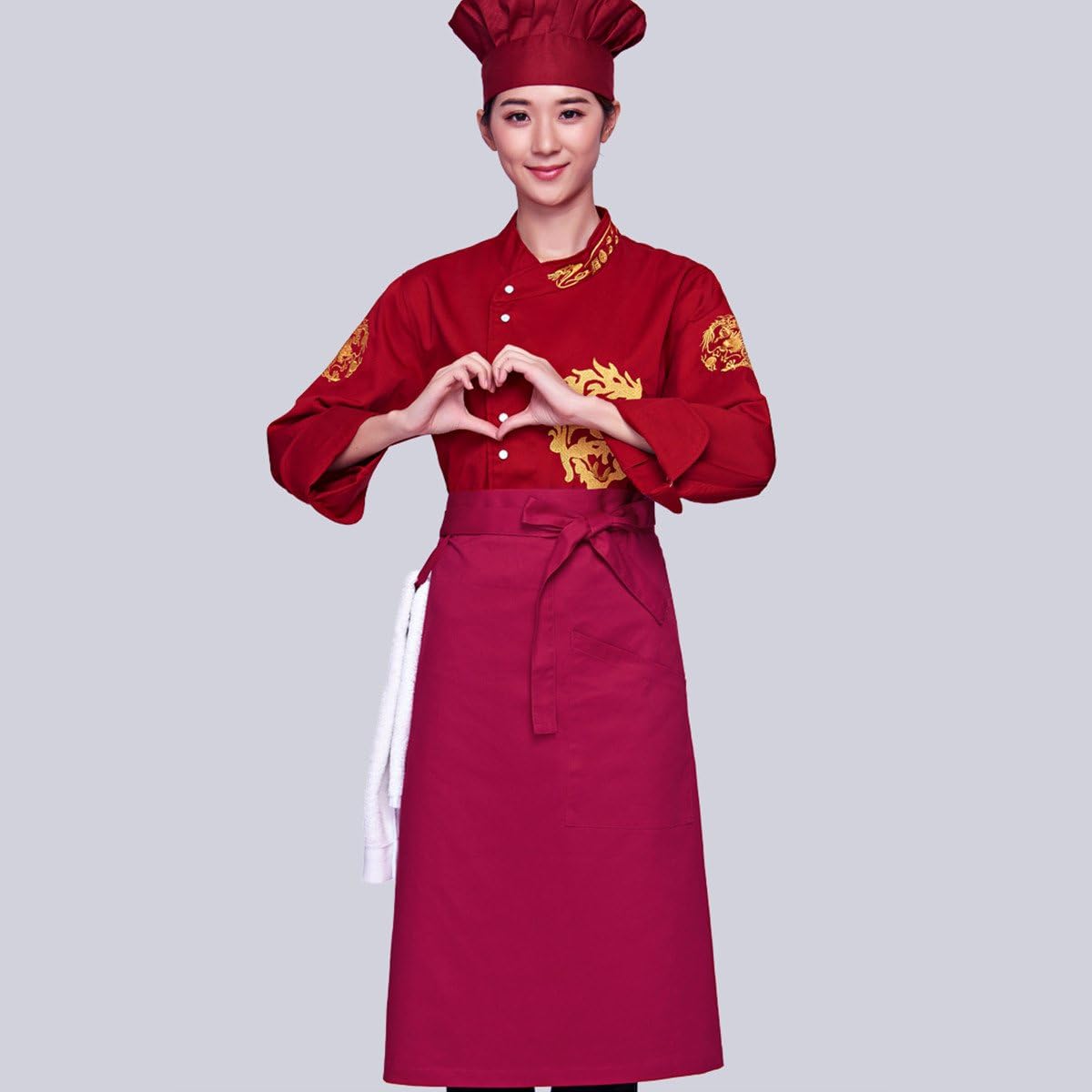 XINFU Chef Mens Unisex Waist Apron Full Bistro Half Apron Uniforms Aprons Womens