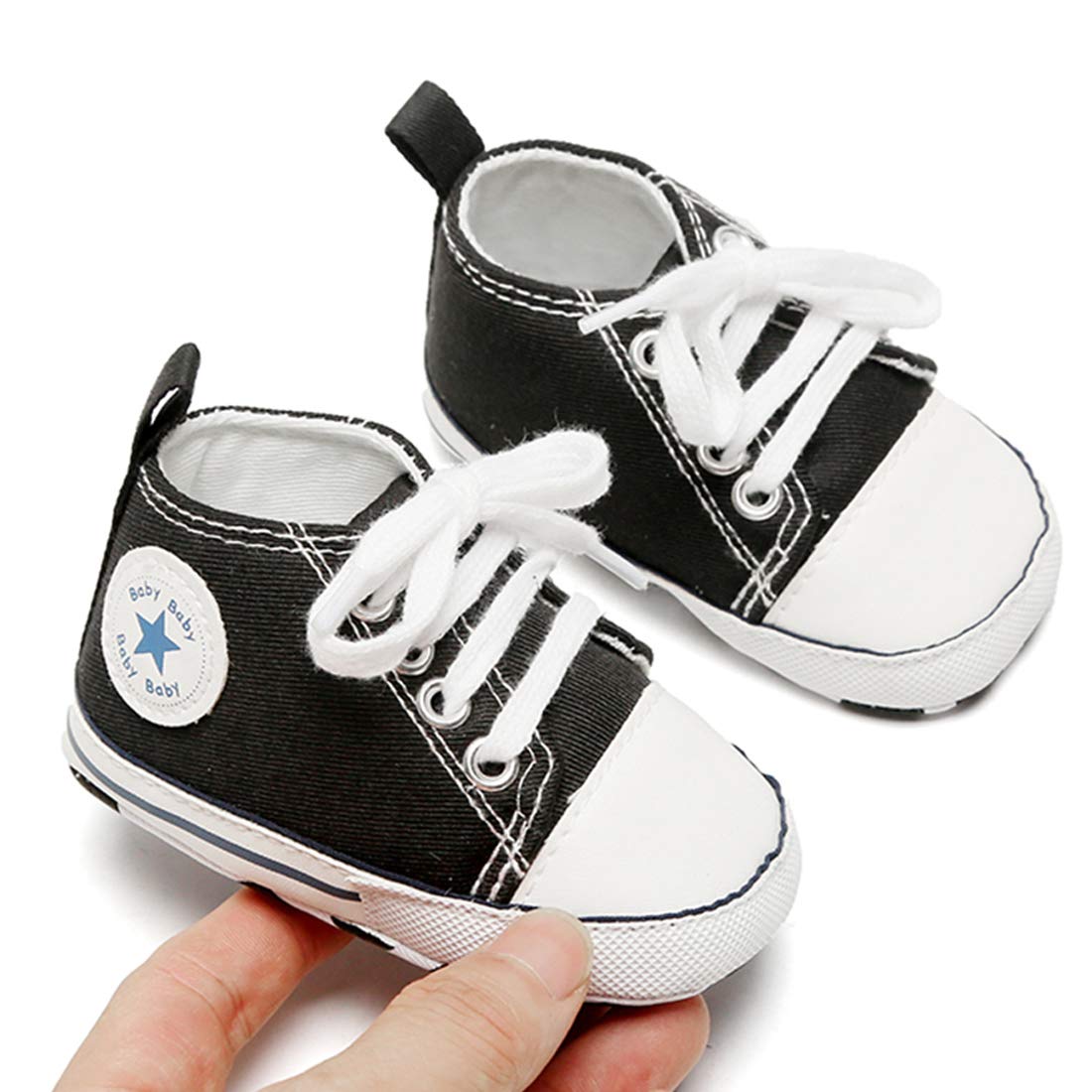 Mybbay Infant Baby Boy Girl Soft Sole Canvas Sneakers High Top Ankle Shoes Booties Toddler