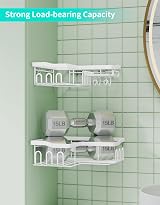 HapiRm Corner Shower Caddy 2 Pack No Drilling White Wall Mounted view 6