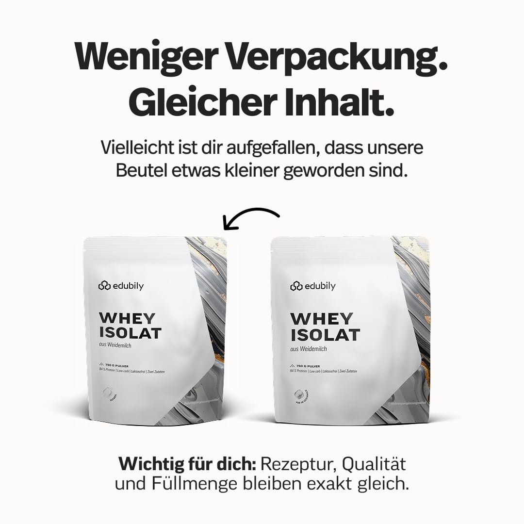 edubily® Whey Protein Isolat - Laktosefrei - Sehr gut lösliches Eiweißpulver ohne Kohlenhydrate & Zucker - Aus irischer Weidehaltung (750 g, Neutral) 6