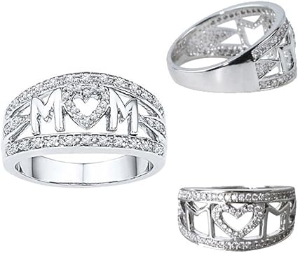 Amazon Com Mr Macy For Mom Love Mum Diamond Ring Jewelry Best Gift For Mother Party Wedding Band Rings Sports Outdoors