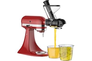 Masticating Juicer Attachment for KitchenAid Stand Mixer, Masticating Juicer, Slow Juicer Attachment for Kitchen Aid with Dual Feed Chute and Push Rod for Vegestables Fruits By HOZODO
