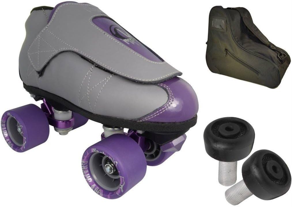 Vanilla Jr. Grape Ade Quad Speed Roller Jam Skates 3 Pc. Bundle with Skate Bag & Toe Stops