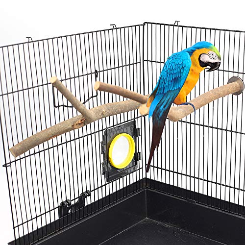 GNB PET 2pcs Bird Perch, Natural Y Shape Wooden Branch for Cage, Bird Parrot Natural Wood Fork Stand Perch Toy Birdcage Stands Pet Bird Toys, 11 Inches