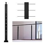 Muzata Black Cable Railing Post 36 Inch