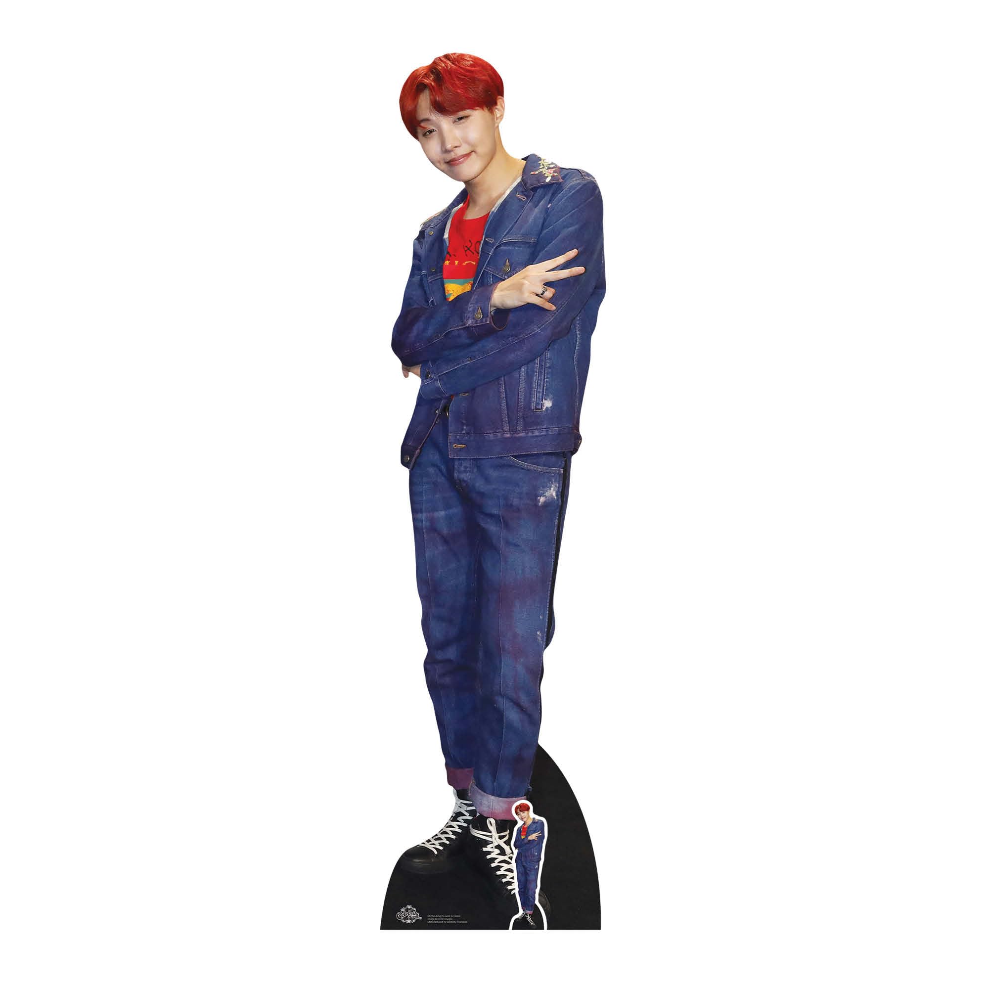 Star Cutouts CS752 J-Hope BTS Jung Ho-seok Red Hair Lifesize Cardboard Cutout with Free Mini – K-Pop Idol Display, Fan Gift & Room Decor