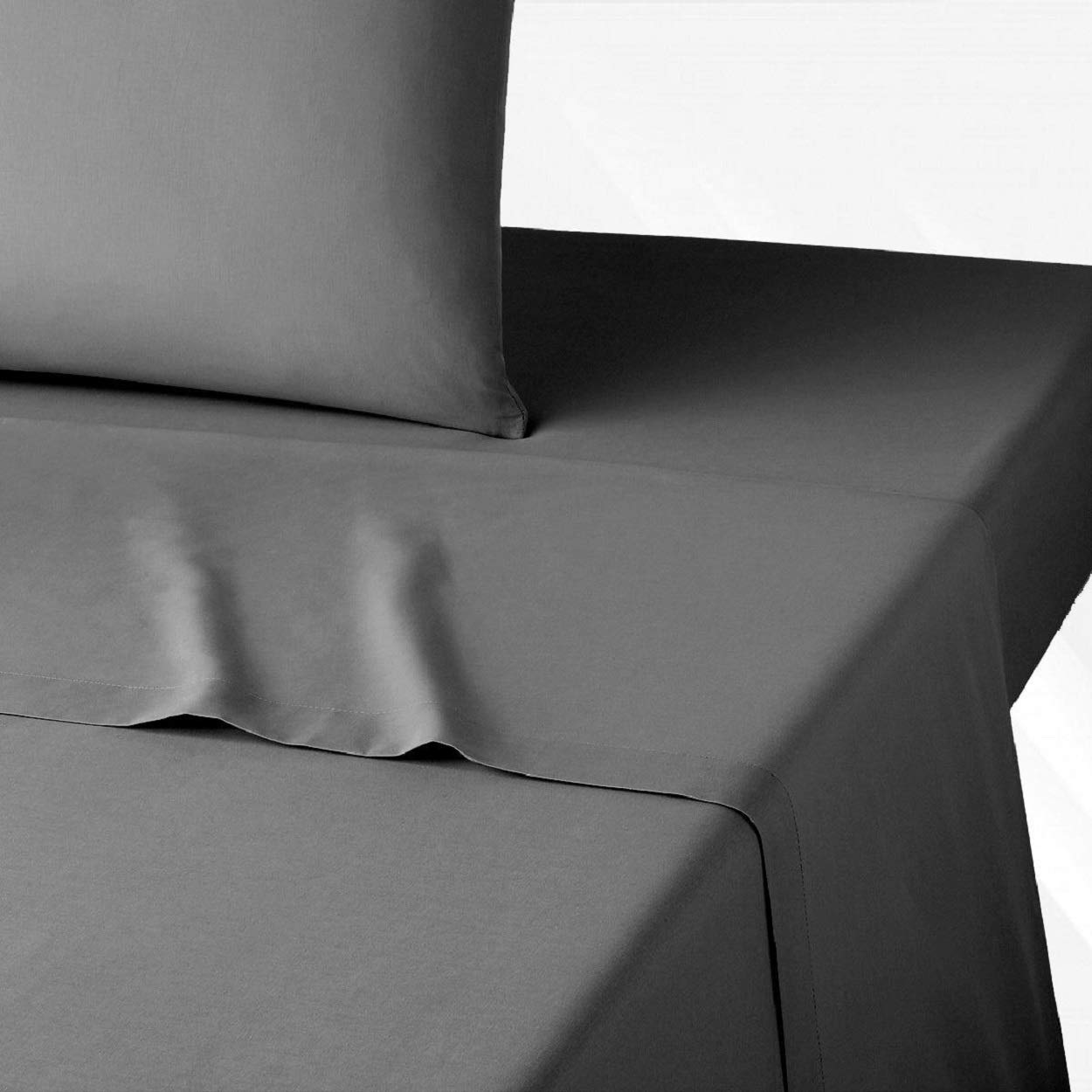 Bronwen Mathews® T200 TC Fitted Sheet Super King Size 100% Egyptian Cotton 200 Thread Count Plain Dyed Bedding Sheets (Charcoal SuperKing)