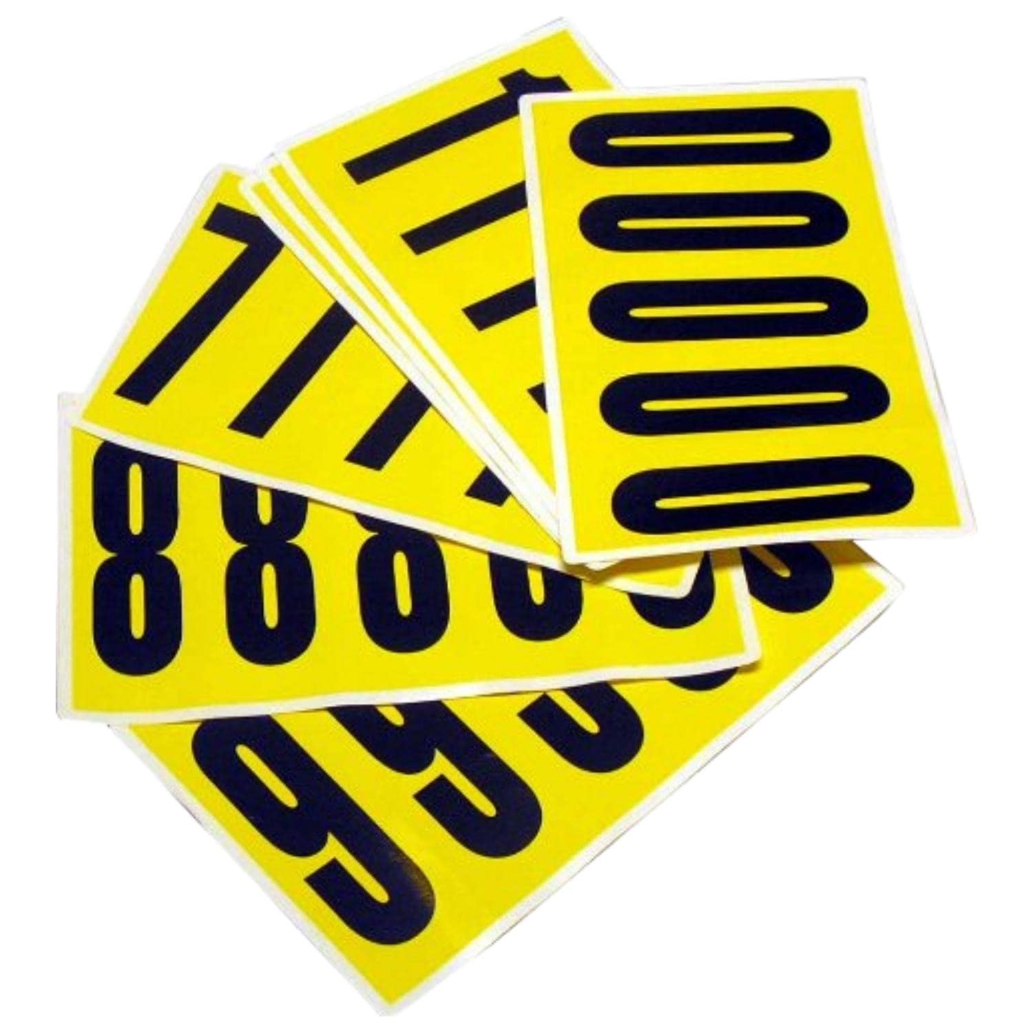 Beaverswood Self Adhesive Yellow Labels 45x130mm - Numbers Pack 0-9 - 5 Characters Per Card