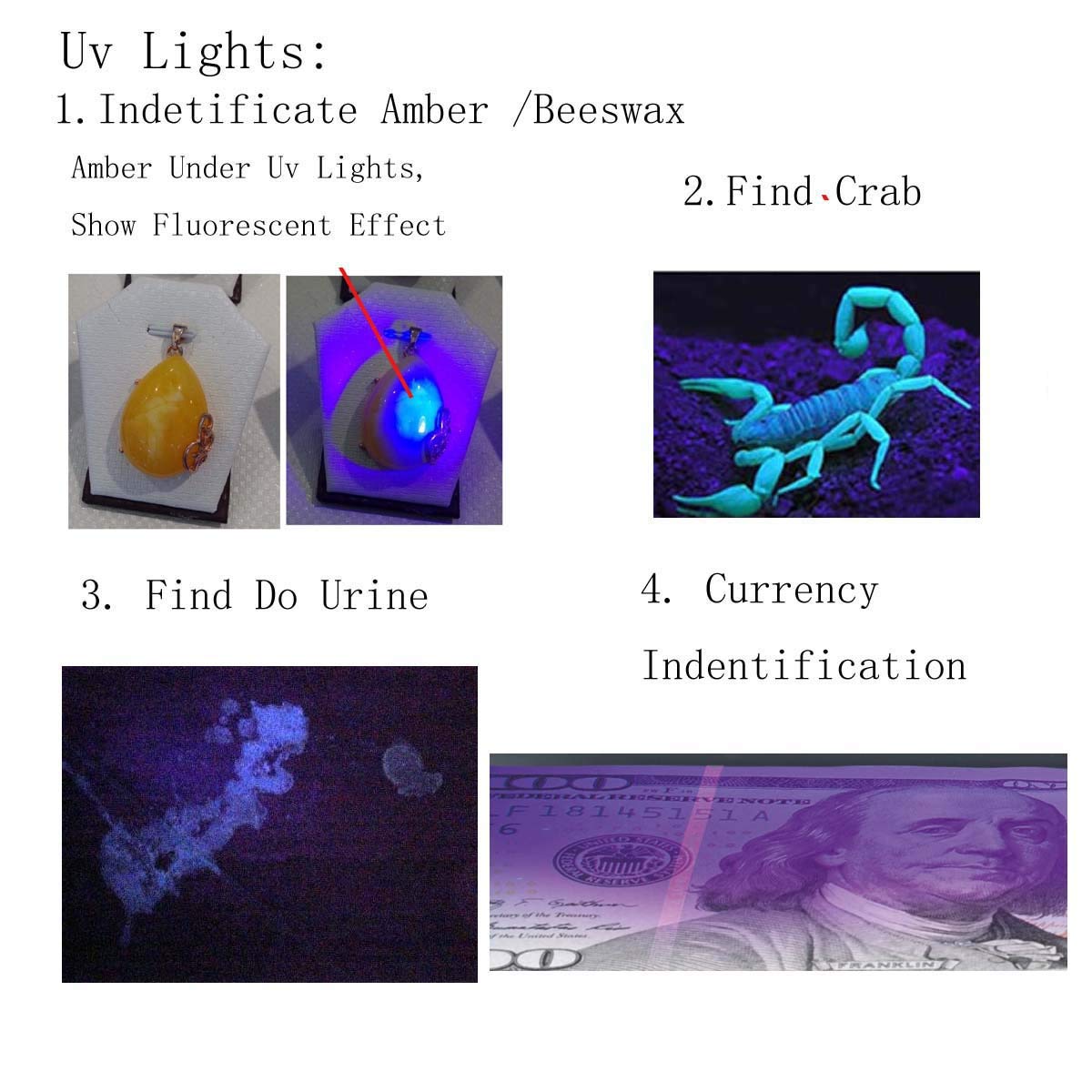 Led Uv Flashlights 3 In 1 Ultraviolet Lights Jewelry Gemstone Inspection Lights Gem Current Authenticate Flash Light Stains Detector Torch