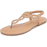 zeetoo Women's Flat Sandals Summer T-StrapThong Bohemian Casual Comfortable Dressy Sandals for Women