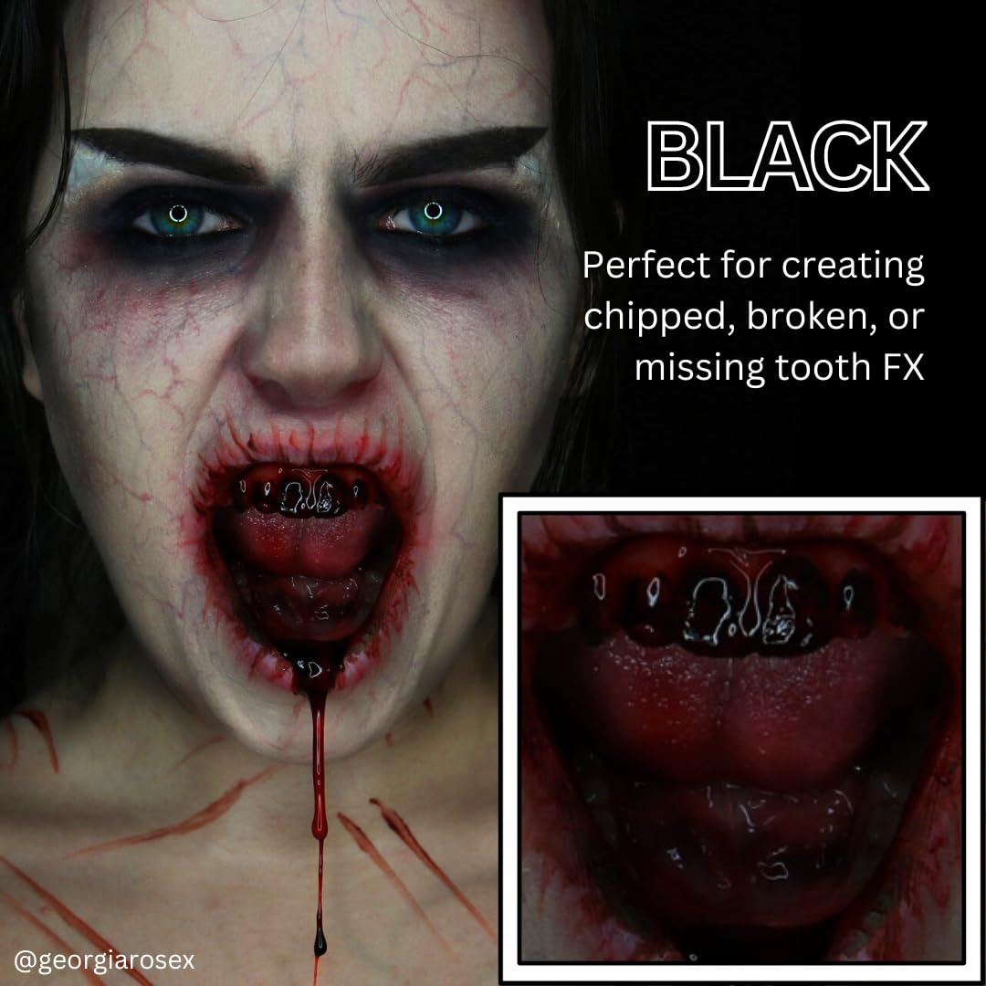 Mehron Makeup Tooth FX Black | Temporary Tooth Paint | Perfect for Creating Black Out Teeth Makeup, Rotten & Missing Teeth | SFX for Halloween, Cosplay, & Theater .125 oz (4 ml)