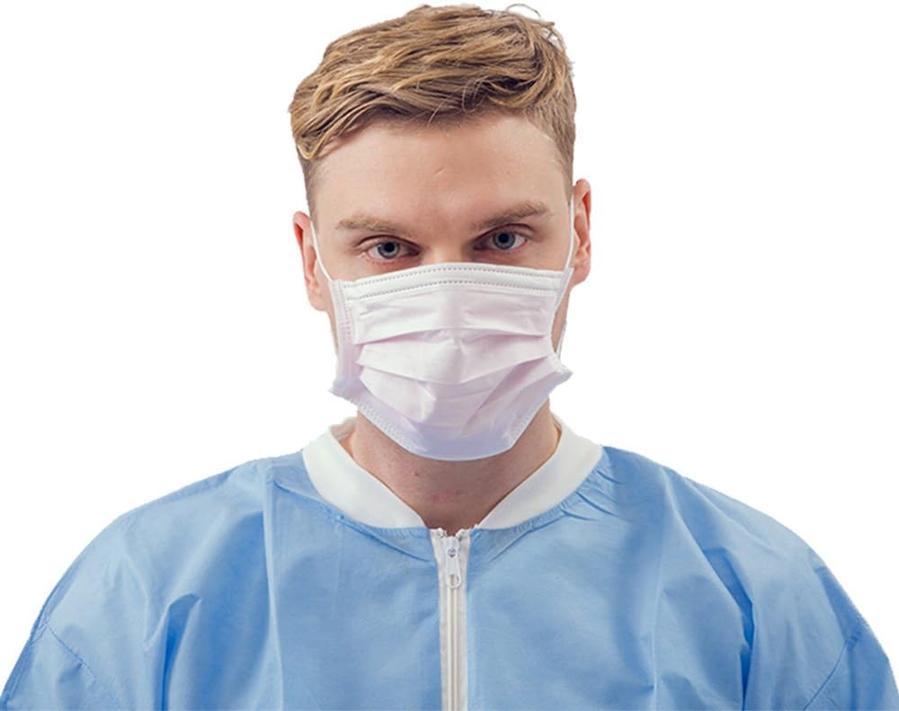 125 PCS Disposable Earloop Face Mask 3 Ply Soft Non Woven Breathable Shield Anti Dust Antiviral Allergy Pollen for Flu Surgical Dental Health (Pink)