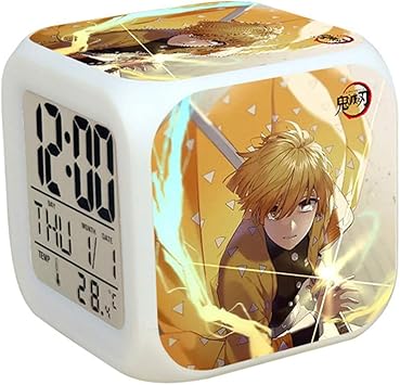 Amazon Com Absinthe Demon Slayer Kimetsu No Yaiba Alarm Clock With Time Alarm Date Day Of The Week Batteries Operated Style 11 Home Kitchen