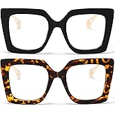 AIEYEZO Oversized Blue Light Glasses for Women, Anti Fatigue Prevent Headache Computer Eyeglasses