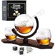Chef's Star Whiskey Decanter Set for Men- Etched Globe Decanter Set with 2 Glasses, for Whiskey, Bourbon, Whiskey Stones, Liquor Gift Set, 850ml (28 oz)