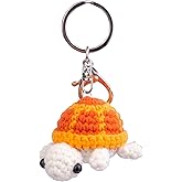 MuMyer Funny Crochet Turtle Doll, Handmade Emotional Support Knitting Wool Turtle Animal Gift With Detachable Keychain(Orange)