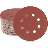 SUPBICCO 50 PCS 5 Inch 8 Hole Hook and Loop Sanding Discs 240 Grit | Aluminum Oxide Round Sandpaper Pads for Random Orbital Sander