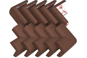 KOMFORTOLOGY 10-Pack Corner Protectors Baby Proof, Furniture Corner and Edge Safety Bumpers, Soft Rubber Foam Cushion Covers, 3M Taped Corner Guards, Baby Child Proofing Pads, Table Corner Protectors, Brown