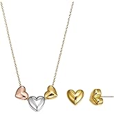 RUOFFETA Dainty Geometric Jewelry Set for Women - Stainless Steel Necklace & Earrings Minimalist Matching Set