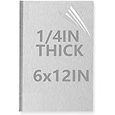 1/4Inch Thick Aluminum Sheet Plate, 6" x 12" Heavy Duty Aluminum Plates | Double Side Protective Film, 6061 Flat Plain Panel Plates Solid Metal Sheet Plate for Crafting Structural Framing Base Plate