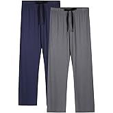 BAMBOO COOL Mens Pajama Pants Sleep Lounge Bottoms Soft Comfy Pj Pant Sleepwear with Pockets 2 Pack