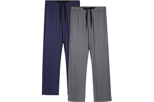 BAMBOO COOL Mens Pajama Pants Sleep Lounge Bottoms Soft Comfy Pj Pant Sleepwear with Pockets 2 Pack