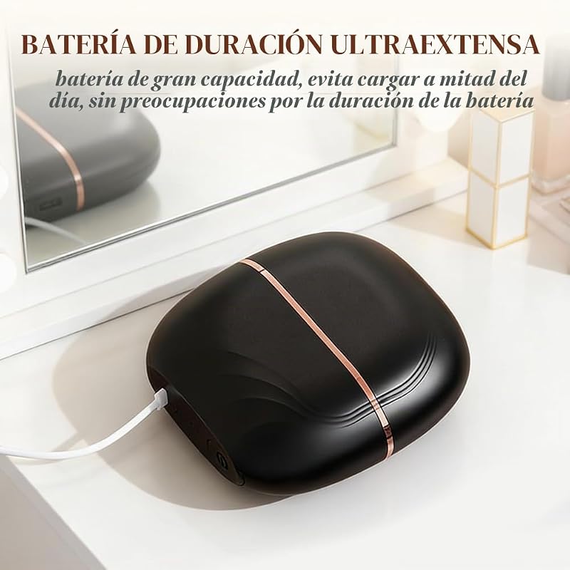 Mini Planchas Sin Cable, Mini Cepillo Alisador, 3 Ajustes de Temperatura, Peine Caliente Recargable, Peine Alisador Portátil para el Trabajo, Viajes, Acampadas y Uso Doméstico (Negro) — foto 8 de 8