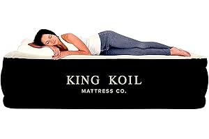 King Koil Matelas gonflable en peluche avec pompe à haute vitesse intégrée, idéal pour la maison, le camping, les invités, 50