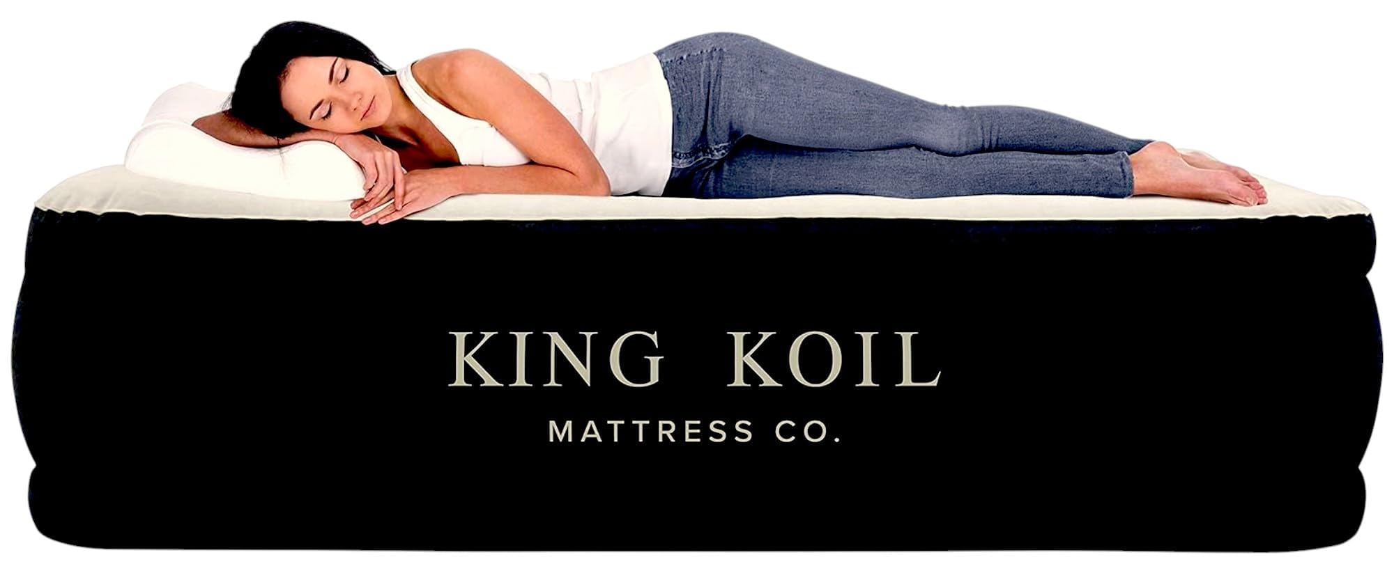 Photo 1 of King Koil Luxury Air Mattress Queen with Built in Pump, Integrated Premium Pillow Inflatable Airbed for Guests, Camping & Home (Manufacturer Warranty)