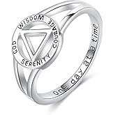 AOBOCO Sobriety Rings for Women AA Ring Sobriety Gifts 925 Sterling Silver Alcoholics Anonymous Gifts Stay Sober Recovery Jewelry for Men Women Her