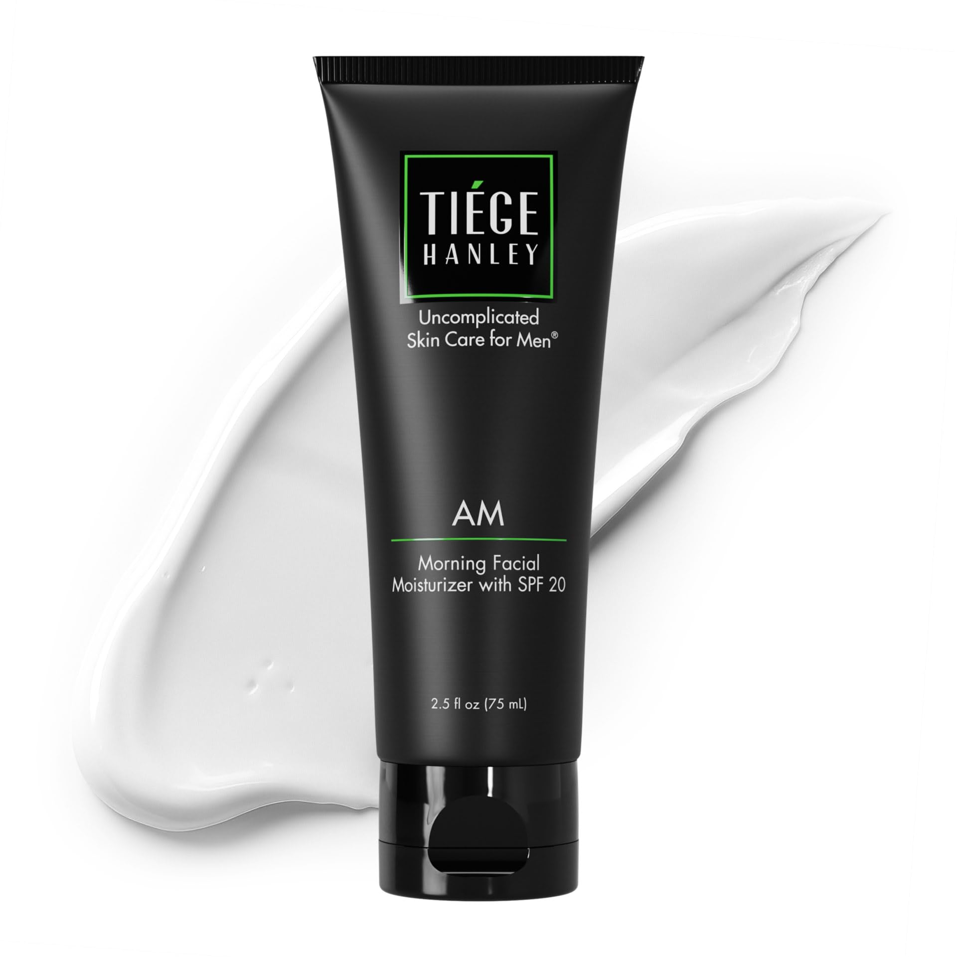 Tiege Hanley Morning Facial Moisturizer for Men (AM) | Lightweight, Hydrating & Safe for Sensitive Skin | Smoother & Softer Skin | SPF 20 Face Lotion | Contains Calendula & Plantain | 2.5 Ounce