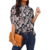 Teepie Womens Blouses Dressy Casual Mock Neck Batwing Sleeve Tops Loose Fit Tie Back Summer Tunic Tops